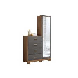 Quarto Casal Completo 3 Peças (1guardaroupa+1cama+1cômoda) Qc90 Jatobá/grafite - Santos Andirá - 12