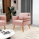 Ver imagem 2 de Kit 02 Poltronas Mari Veludo Rosê Pés Palito Castanho - D’Rossi