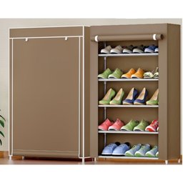 Sapateira Armário Organizador para Sapatos Calçados e Objetos 5 Prateleiras 15 Pares - Bege - 1