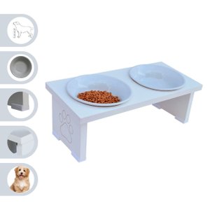 Comedouro Elevado Pet Cachorro Mdf Duo - Porcelana