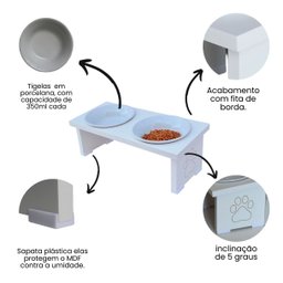 Comedouro Elevado Pet Cachorro Mdf Duo - Porcelana - 4
