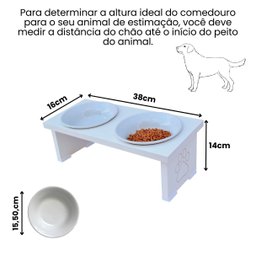 Comedouro Elevado Pet Cachorro Mdf Duo - Porcelana - 2