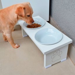 Comedouro Elevado Pet Cachorro Mdf Duo - Porcelana - 5