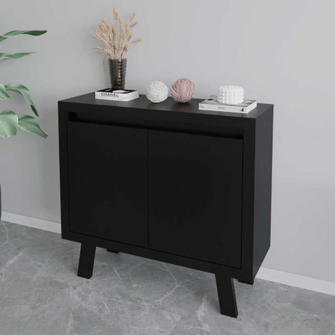 Balcão para Escritório 90cm X 87cm com 2 Portas e Prateleira Cor:preto