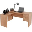 Ver imagem 1 de Mesa de Canto para Escritório em L Angular com 3 Gavetas Amêndoa