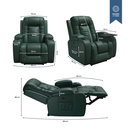 Ver imagem 7 de Poltrona do Papai Reclinável Elétrica Fixa com Massagem e Aquecimento Corino Verde Militar Premium