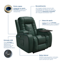 Ver imagem 4 de Poltrona do Papai Reclinável Elétrica Fixa com Massagem e Aquecimento Corino Verde Militar Premium