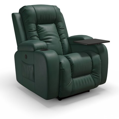 Poltrona do Papai Reclinável Elétrica Fixa com Massagem e Aquecimento Corino Verde Militar Premium