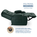 Ver imagem 3 de Poltrona do Papai Reclinável Elétrica Fixa com Massagem e Aquecimento Corino Verde Militar Premium