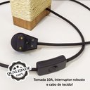 Ver imagem 3 de Luminária Abajur Madeira Mesa Rústica Sisal Chalé Fio Tecido