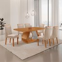 Ver imagem 2 de Mesa de Jantar Alvorada 180 cm Tampo MDF Canto Copo Laminado e 6 Cadeiras Yasmin