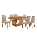 Ver imagem 1 de Mesa de Jantar Alvorada 180 cm Tampo MDF Canto Copo Laminado e 6 Cadeiras Yasmin