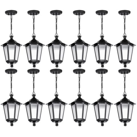 Kit 12 Pendentes Lustres de Teto 58cm Luminária Grega Plásti