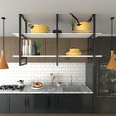 Ver imagem 2 de Prateleira Industrial Suspensa Teto Cozinha Pratileira Prateleira MDF Nicho Industrial Nichos para
