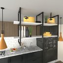 Ver imagem 1 de Prateleira Industrial Suspensa Teto Cozinha Pratileira Prateleira MDF Nicho Industrial Nichos para