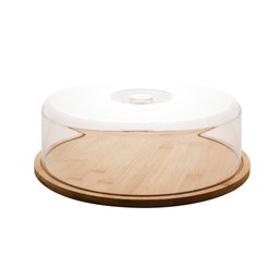 Prato P/Bolo de Bambu Com Tampa Plástica 28cm Lyor - 2