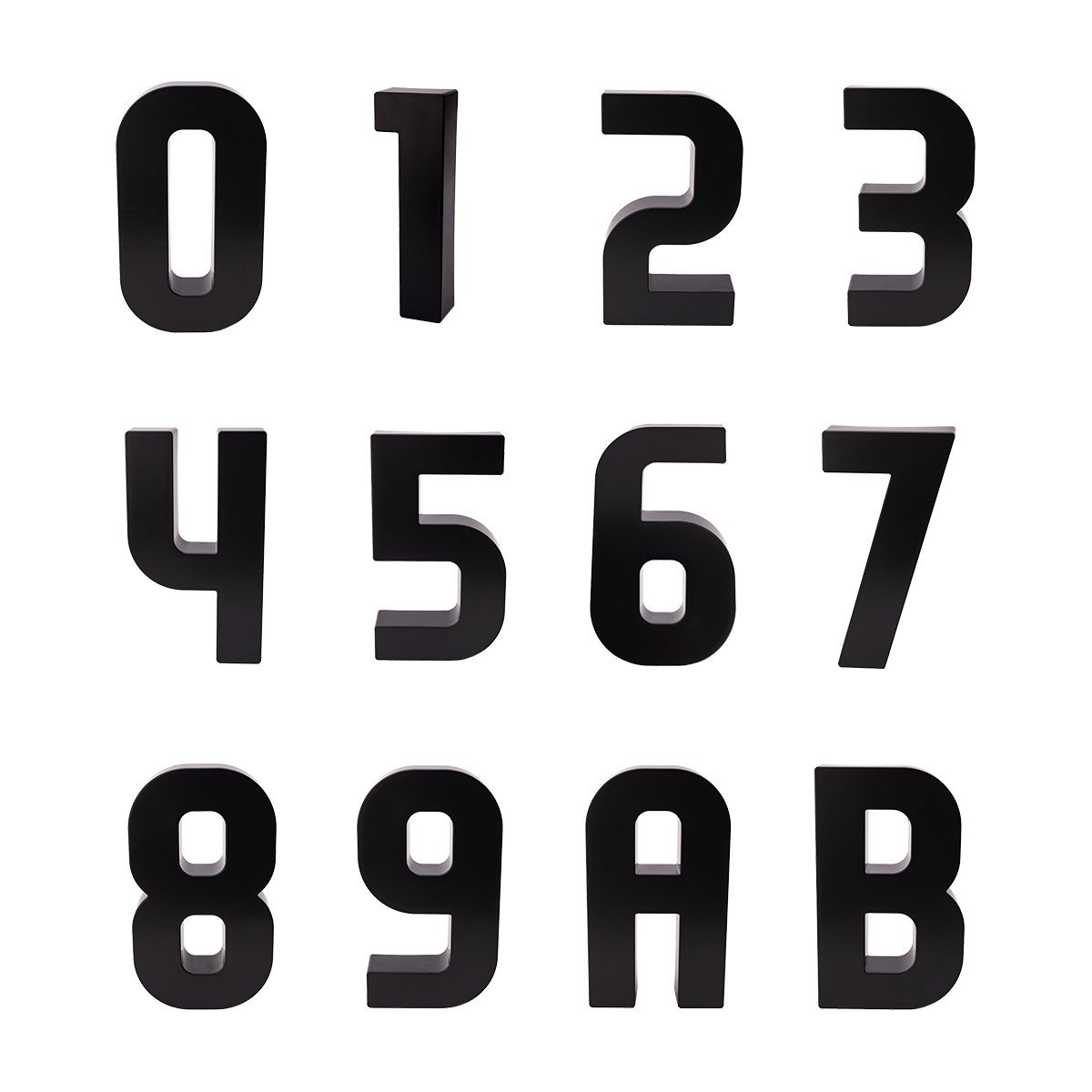 Números e Letras Residenciais / Comerciais Preto 3D 19cm:1 - 2