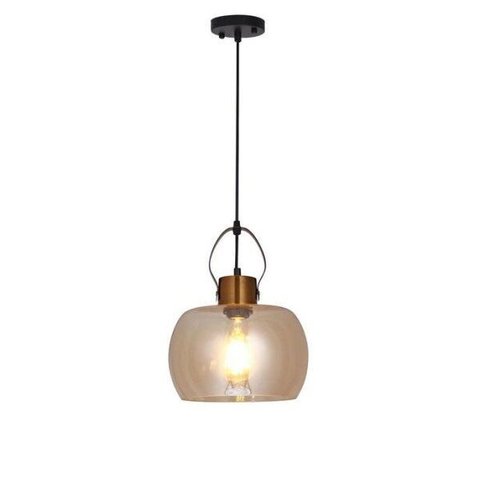 Pendente Cor Bronze, Dinâmica, 22.5×30cm, Cobre e Vidro, Soquete E27, Bivolt