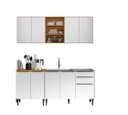 Ver imagem 1 de Kit Cozinha Modulada Luana 190cm com Balcão 120cm P/ Pia sem Cuba - Cinamomo/branco Aramóveis