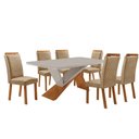 Ver imagem 1 de Mesa de Jantar Yasmin 180cm Tampo MDF Vidro Canto Copo com 6 Cadeiras Lorena