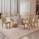 Ver imagem 7 de Mesa de Jantar Yasmin 180cm Tampo MDF Vidro Canto Copo com 6 Cadeiras Lorena