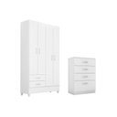 Ver imagem 1 de Quarto Completo Juvenil Guarda Roupa 4PTAS Astro + Cômoda Astral Branco Demóbile