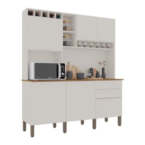 Armário de Cozinha 6 Portas 2 Gavetas New Topázio Salleto Branco