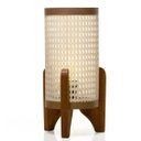 Ver imagem 1 de Abajur Ravely Palha Indiana e Couro Sintético Pé de Madeira