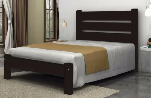 Cama de Casal Maiorca de Madeira Maciça Angelim Pedra/Tauari - Tabaco