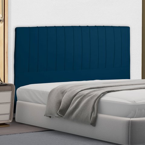 Cabeceira Cama Box King Namur 195 Cm Suede Azul Marinho - MV Estofados Shop