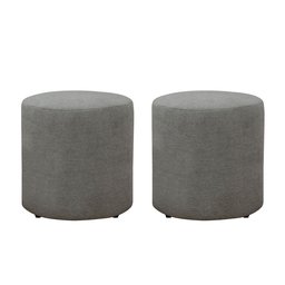2 Puff Decorativo Triunfo Viena Tecido Linho Pé de Plastico:cinza - 2