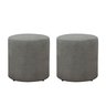 2 Puff Decorativo Triunfo Viena Tecido Linho Pé de Plastico:cinza - 2