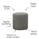 Ver imagem 3 de 2 Puff Decorativo Triunfo Viena Tecido Linho Pé de Plastico:cinza
