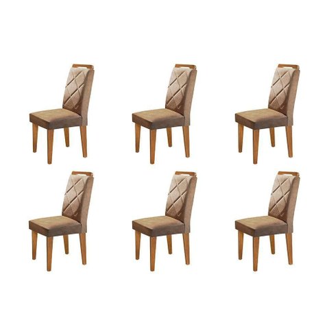 Conjunto com 6 Cadeiras para Sala de Jantar Melissa Rufato Imbuia Animale Chocolate