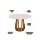 Ver imagem 2 de Mesa de Jantar Redonda Pitanga 120cm em MDF com Vidro Temperado e Base em Madeira Marrom/Off White
