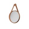 Espelho Adnet em Alumínio Aro Na Cor Cobre e Cinto em Couro Sintético Diâmetro de 30cm Caramelo - 2