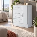 Ver imagem 1 de Cômoda Sapateira Scarllet 1 Porta 4 Gavetas Branco - Panorama Móveis