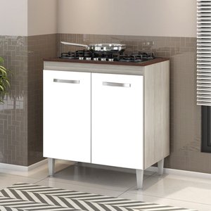 Balcão para Cooktop 4 e 5 Bocas 2 Portas Montana Hr Móveis:elmo-branco