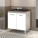 Ver imagem 1 de Balcão para Cooktop de 4 e 5 Bocas, 2 Portas, Montana Hr Móveis – Elmo/Branco.