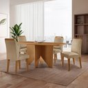 Ver imagem 1 de Mesa de Jantar Evora 120cm Mdf Canto Copo e com 4 Cadeiras Athenas