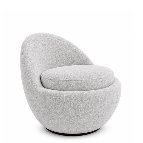 Poltrona Giratória Noah Bouclé Cinza - Sallar Home