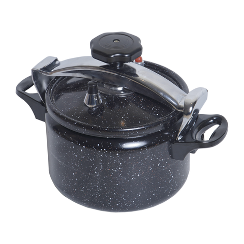 Panela Alta Pressão Indução Antiaderente Revestimento Mármore Cerâmico 6 Litros Preta