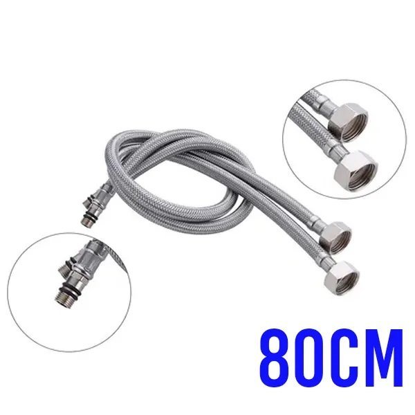 Engate Rabicho 80 cm Kit 8 Uni Par Mangueira Monocomando Misturador Flexivel Torneira Agua Fria Quen - 6