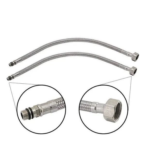 Engate Rabicho 80 cm Kit 8 Uni Par Mangueira Monocomando Misturador Flexivel Torneira Agua Fria Quen - 2