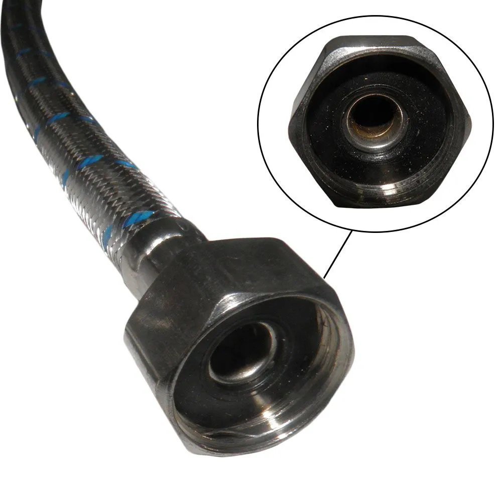 Engate Rabicho 80 cm Kit 8 Uni Par Mangueira Monocomando Misturador Flexivel Torneira Agua Fria Quen - 4