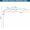 Ver imagem 3 de Ombrelone Lateral com Base 2 Rodinhas Hdpe Saba Rivatti 300 Cm (larg) Alumínio Capa Poliéster