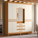 Ver imagem 6 de Guarda Roupa Casal + Cômoda New Fusion 10 Portas 3 Gavetas MDF Cinamomo Off White Albatroz Móveis