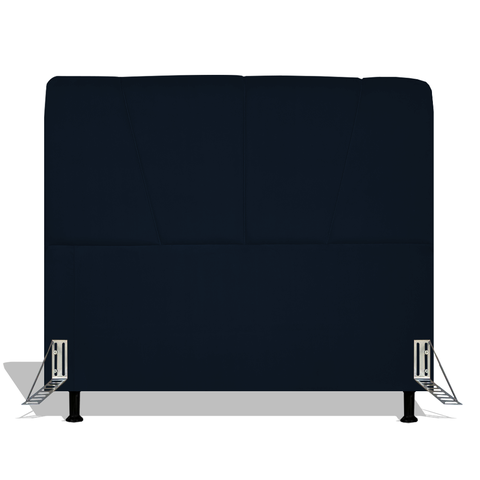 Cabeceira Estofada Topázio 160 cm Para Cama Box Quarto Queen Size Luxo Suede Azul Marinho