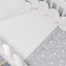 Jogo Lençol Berço Cinza Estrelinhas 3Pçs Grão de Gente - 1