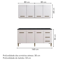 Cozinha Completa Atenas 7 Portas 3 Gavetas Kaiki Móveis - Branco - 3